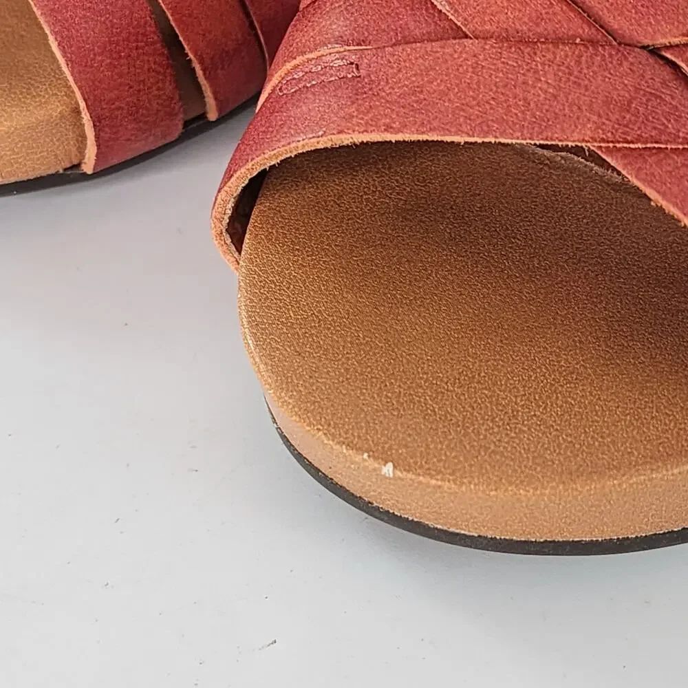 Red Suede Pocomo Espadrille Wedge Sandals Women's Size 8.5 M